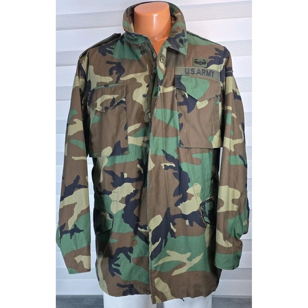 Us Army Coat Cold Weather Size M Long Woodland Camo 99 Date Y2K 90's VTG
